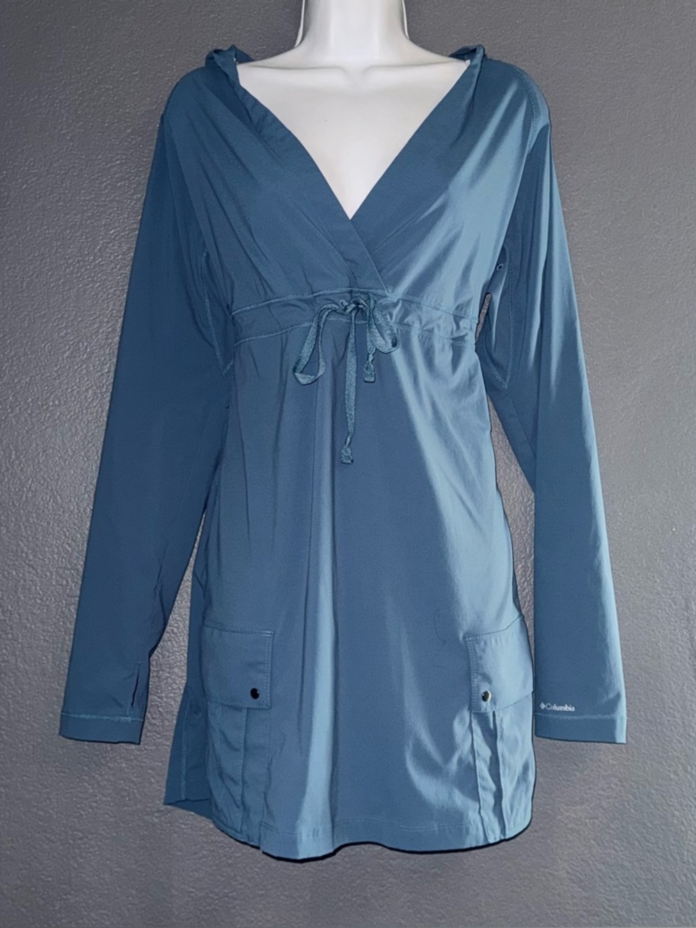 Columbia Women’s Blue Omni Shield Hooded Long Sleeve Mini Dress Large